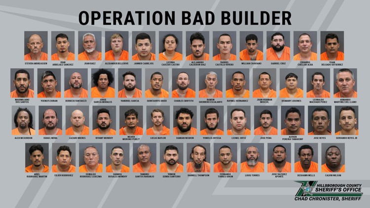 50 arrested in Hillsborough County undercover operation targeting unlicensed contractors: sheriff — WTSP 10 Tampa Bay, Tarpon Springs Community news